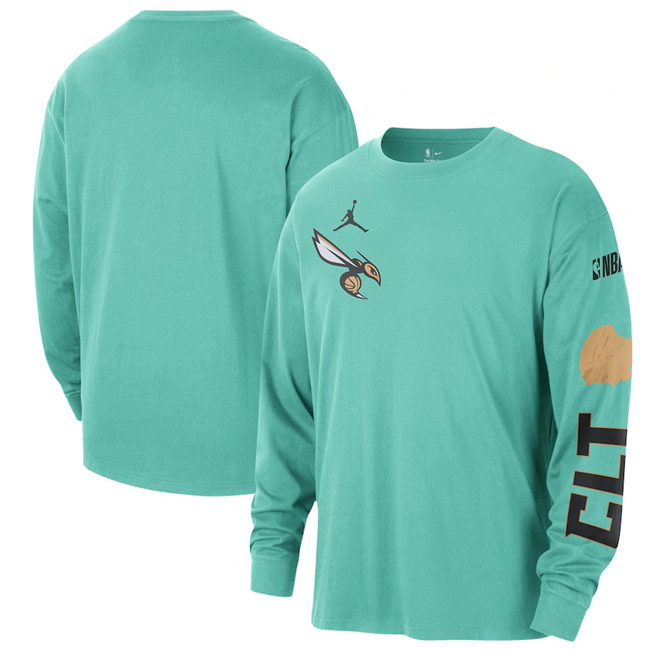Men's Charlotte Hornets Mint  2024/25 City Edition Courtside Max90 Heavyweight Long Sleeve T-Shirt